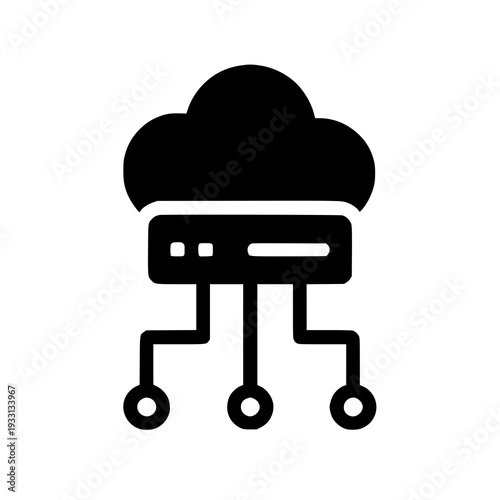 Cloud Computing Network Silhouette Icon