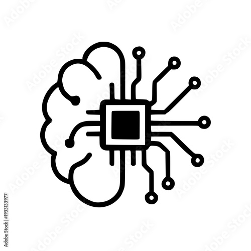 Artificial Intelligence Neural Circuit Silhouette