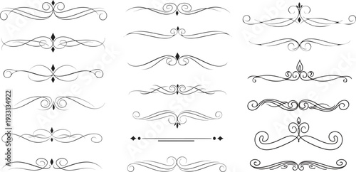 Collection of various architectural or design elements and ornaments