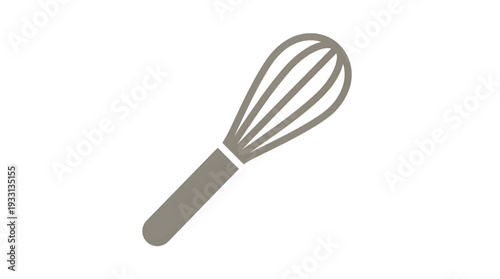 Stylized grey kitchen whisk vector graphic, ideal for baking, mixing, and food preparation designs and concepts