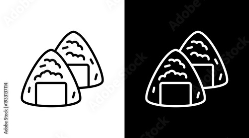 Onigiri Black White Icon Set Design 