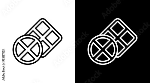 Waffle Black White Icon Set Design 