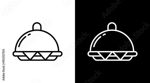 Food Tray Black White Icon Set Design 