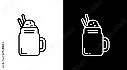Milkshake Black White Icon Set Design 