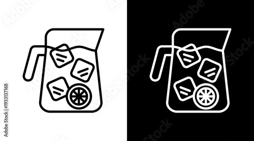 Lemonade Black White Icon Set Design 