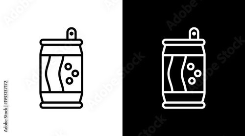 Soda Can Black White Icon Set Design 