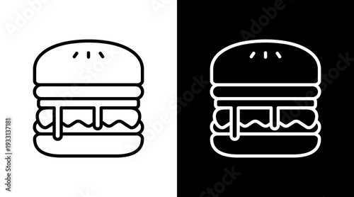 Hamburger Black White Icon Set Design 