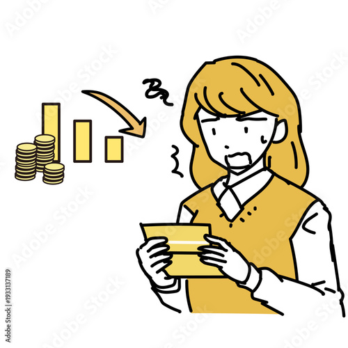 資産が目減りしてショックを受ける女性