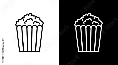 Popcorn Black White Icon Set Design 