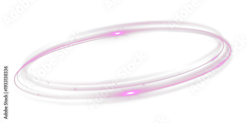 Pink glowing circular speed light trail forming dynamic neon ring, abstract luminous motion effect isolated on black background.
