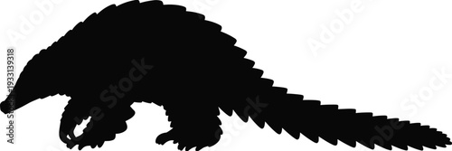 Pangolin Animal Silhouette Illustration, Scaly Anteater Wildlife Mammal Black Isolated Flat Vector Design