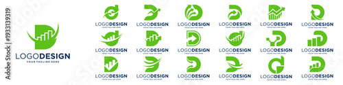 Set of initial letter D arrow logo. Finance, marketing, business logo template.