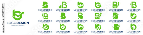 Set of initial letter B arrow logo. Finance, marketing, business logo template.