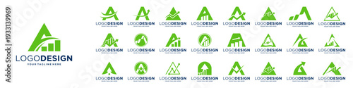 Set of initial letter A arrow logo. Finance, marketing, business logo template.