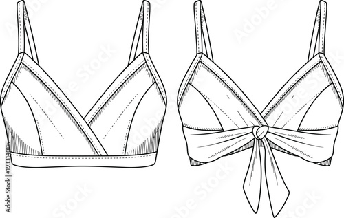 Two black and white line of a strapless bra with different front line black and white fashion lingerie