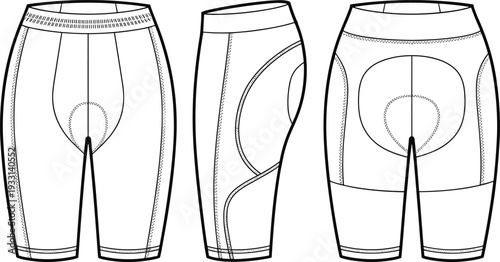 Three Different of Cycling Shorts with Seam Patterns and Padding athletic wear sport clothing