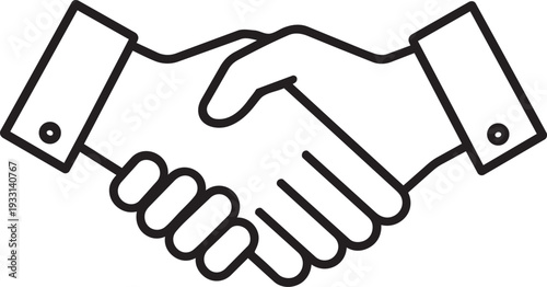Close up of business handshake outline icon for political agreement diplomatic treaty consensus and election partnership