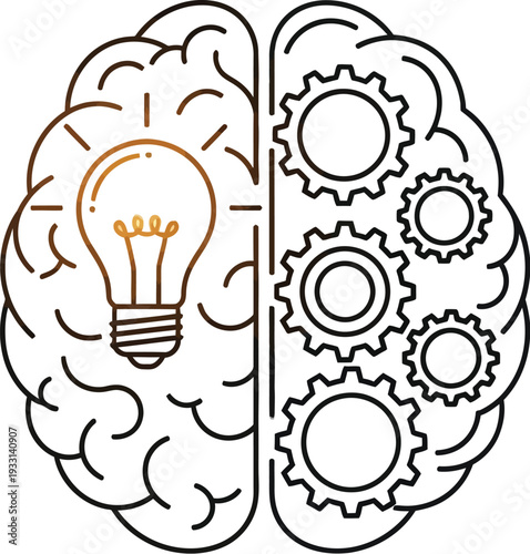 Creative brain illustration symbolizing innovative thinking and problem solving process clearly