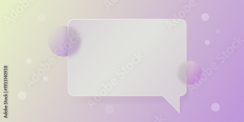 Glass morphism 3d chat bubble UI card with transparent blur effect in soft pastel tones