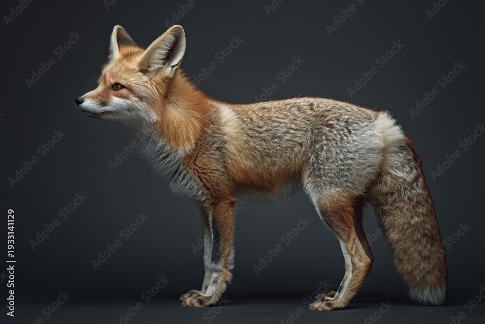 Obraz premium Studio side profile portrait of a red fox on dark background