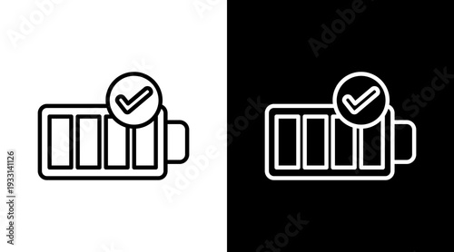 Full Battery Black White Icon Set Design 