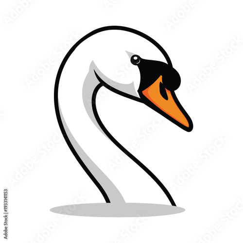 Elegant white swan head mascot vector illustration.