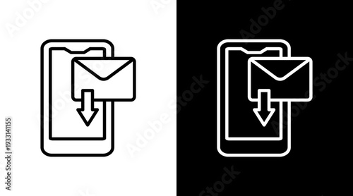 Inbox Black White Icon Set Design 
