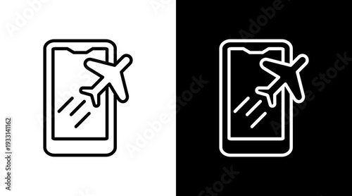 Flight Mode Black White Icon Set Design 
