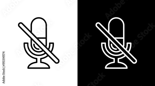 Mute Black White Icon Set Design 