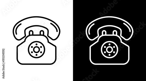 Telephone Black White Icon Set Design 