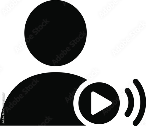 Vector icon of a person with a play button