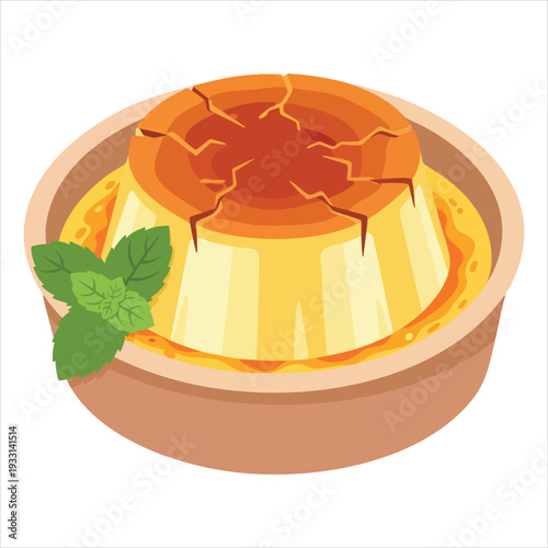 Crème Brûlée art colored dessert illustration