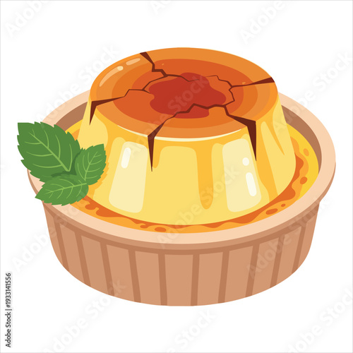 Crème Brûlée art colored dessert illustration