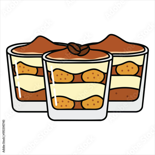 tiramisu dessert illustration art colored