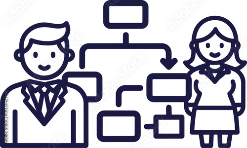 Business People Flowchart Illustration Simple Design.