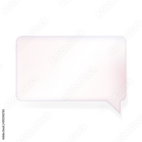 Minimal 3d glass morphism chat bubble UI card with transparent soft blur effect