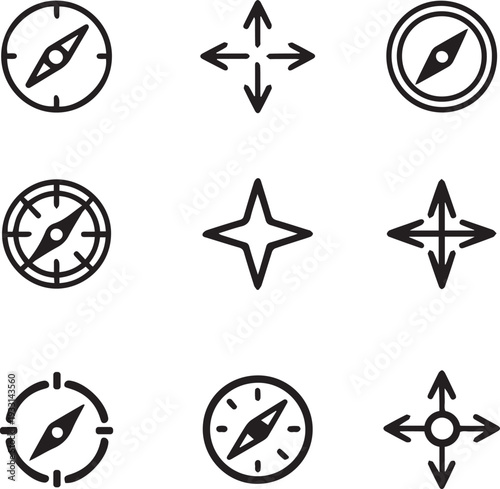 minimalist compass icon set