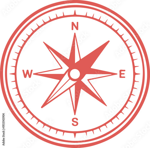 red compass vector icon
