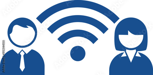 Man and woman connected to wireless network.