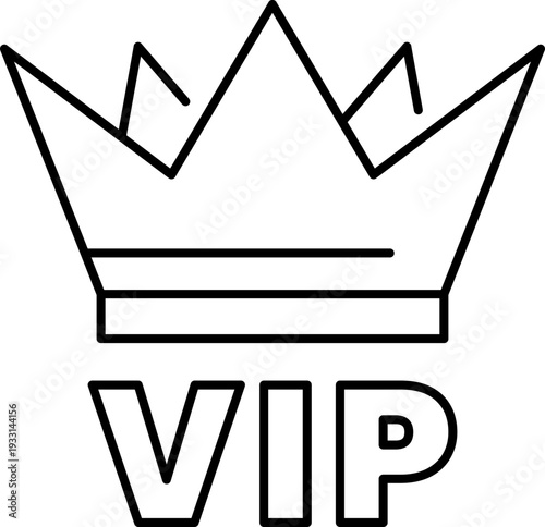 Simple VIP icon with crown a minimalist outline symbol for exclusive access premium status and special privileges isolated on white background