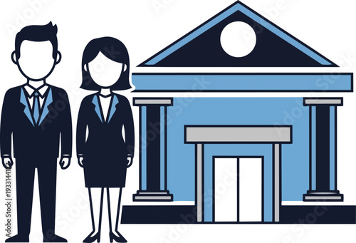 Business People Standing Near Government Building.