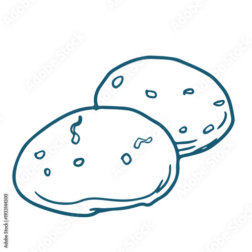 Handdrawn vector sketch  Illustration of Two Potatoes. 