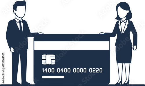 Man and woman holding large credit card.