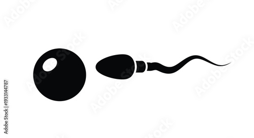 A stark black silhouette of a human sperm cell illustration