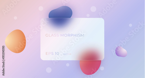 Glass morphism 3d abstract UI card with liquid gradient shapes on blurred background