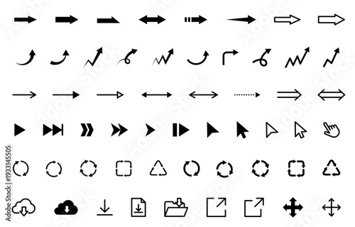 矢印・上昇・成長・ダウンロードのアイコンイラスト黒