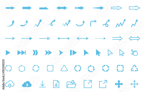 矢印・上昇・成長・ダウンロードのアイコンイラスト青