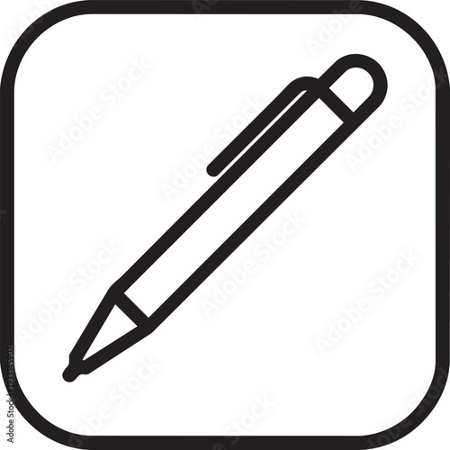 Simple pen instrument outline icon for marking ballot papers signing documents and political election voting