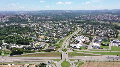 Panoramic view of a luxury neighborhood in Goiania named Jardins with wonderful homes, fancy restaurants and lots of nature. Goiania, Goias, Brazil 