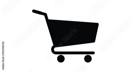 Simple black shopping cart icon against a white background silhouette